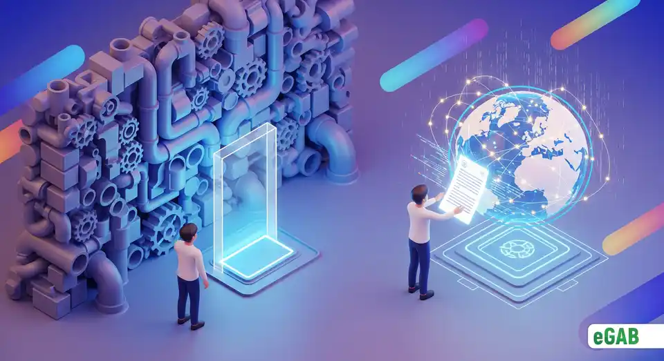 A visual representation of overcoming international verification barriers, showing a seamless digital exchange versus complex bureaucracy.