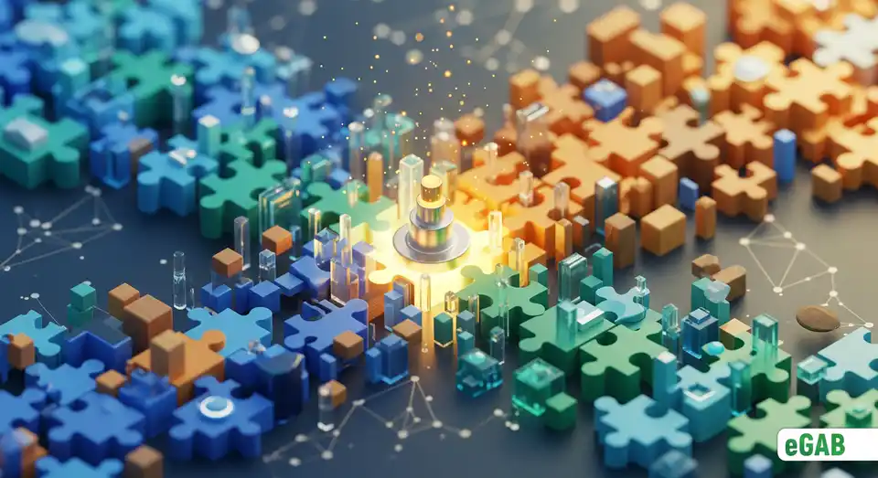 An illustration of incompatible standards being unified by a common protocol, creating a connected global system.