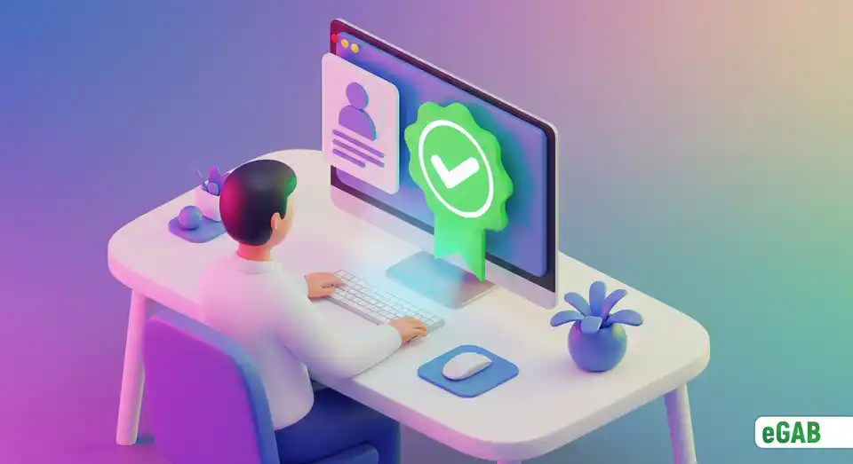 An employer confidently reviewing a verified digital credential with a seal of authenticity on a computer screen, representing trust in hiring.