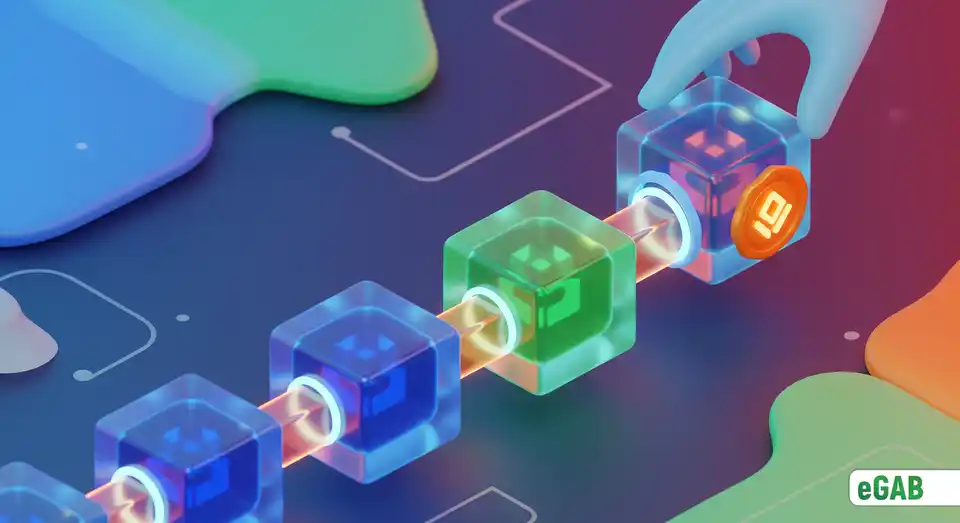 A visual explanation of blockchain technology, showing documents as securely linked blocks in an immutable chain.