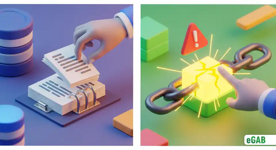The key difference between a database and a blockchain, illustrating the blockchain's immutability versus a database's mutability.