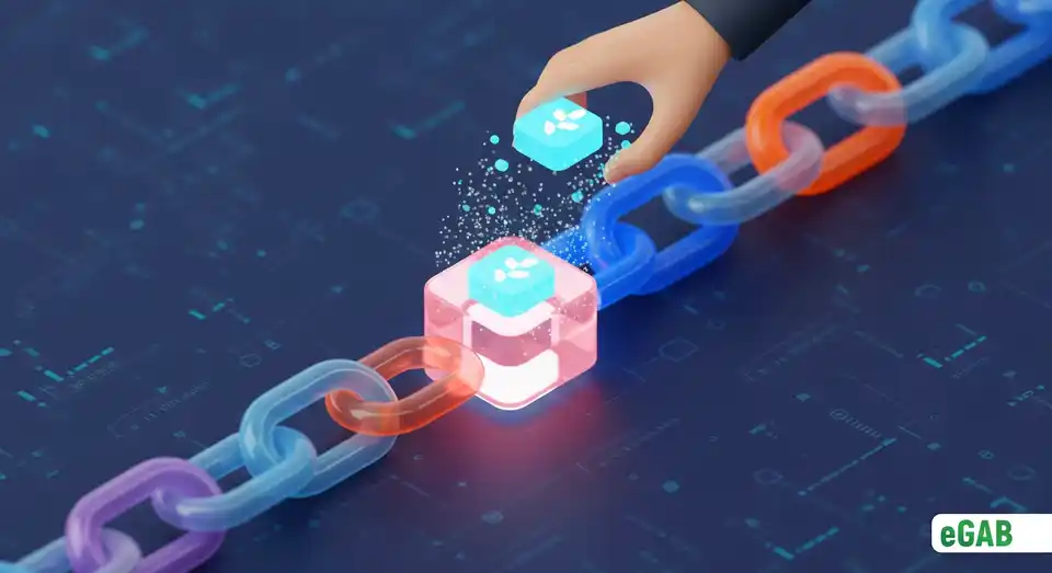 A diploma being converted into a block and added to an immutable blockchain, showing how its authenticity is secured.