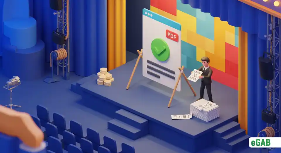 The illusion of PDF security shown as a flimsy stage prop, revealing the ease of diploma forgery.
