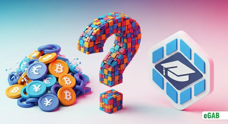 A 3D infographic comparing generic public blockchains with a specialized blockchain for issuing secure NFT academic credentials.