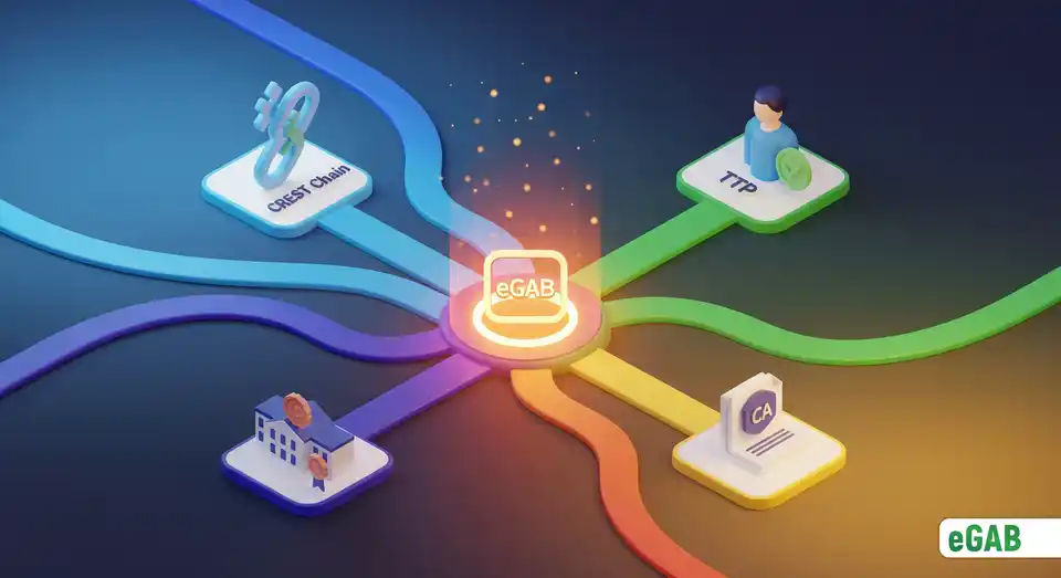 An infographic showing the four core components of a secure ecosystem connected to a central hub, representing a comprehensive solution.