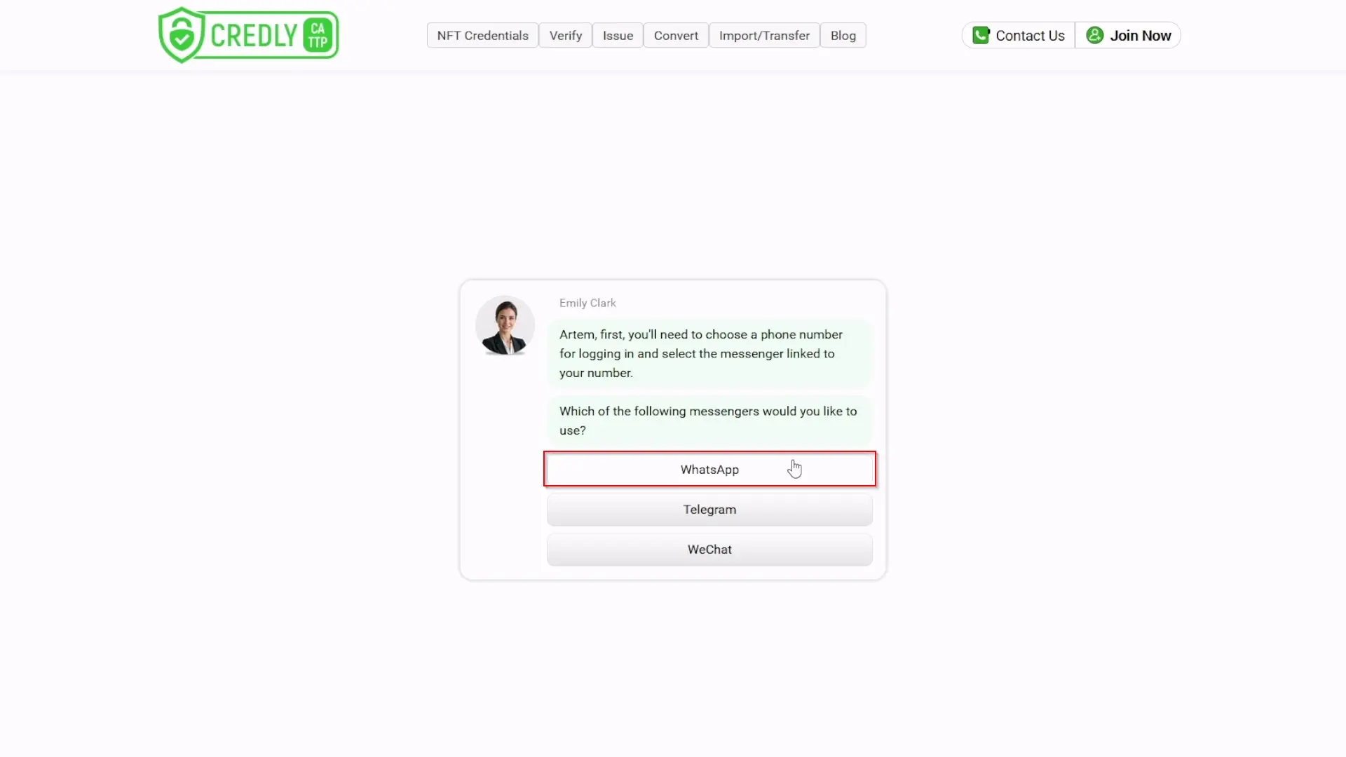 Шаг 1: Выбор предпочитаемого мессенджера, например WhatsApp