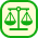 Square with scales icon representing 100% compliance with national regulations