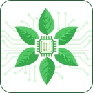 Microchip merging with green leaves symbolizing eco-friendly technology and compliance.