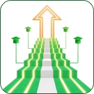 Steps leading upwards symbolizing purpose-built educational advancement with CREST Chain.