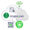 Icon for download options, allowing users to retrieve digital files