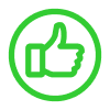 Fist with a raised thumb icon, symbolizing excellent conditions and top quality