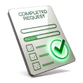 Icon of a completed digital form, symbolizing a request submission