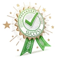 Award badge with the word